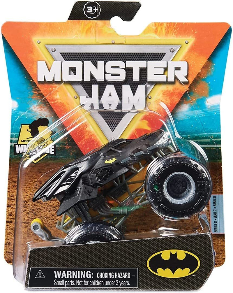 SPIN MASTER MONSTER JAM 6044941 1/64 SCALE DIECAST TRUCK WITH ACCESSORY BATMAN WITH WHEELIE BAR