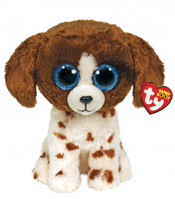 TY BEANIE BOOS MUDDLES DOG BROWN/WHITE REGULAR