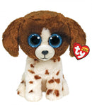 TY BEANIE BOOS MUDDLES DOG BROWN/WHITE MEDIUM