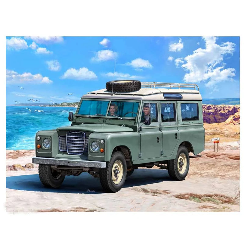 REVELL 07047 LAND ROVER SERIES III LWB STATION WAGON PLASTIC MODEL CAR KIT WITH BRUSH, PAINTS AND GLUE