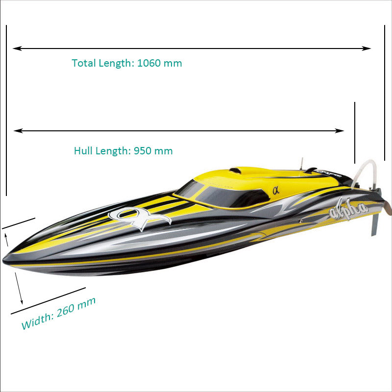 JOYSWAY 8901Y ALPHA BRUSHLESS REMOTE CONTROL BOAT 2.4GHZ RTR REQUIRES BATTERY AND BALANCE CHARGER YELLOW