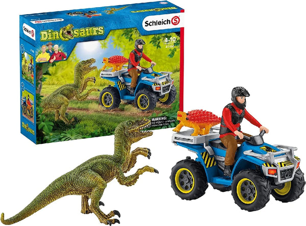 SCHLEICH 41466 DINOSAURS QUAD ESCAPE FROM VELOCIRAPTOR