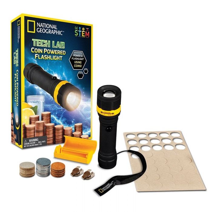 NATIONAL GEOGRAPHIC STEM TECH LAB COIN POWERED FLASHLIGHT SCIENCE KIT