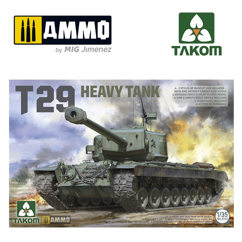 TAKOM 2143 US HEAVY TANK T29 1/35 SCALE PLASTIC MODEL KIT