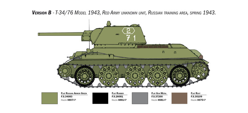 ITALERI 6570 T-34/76 MODEL 1943 PREMIUM EDITION 1/35 SCALE TANK PLASTIC MODEL KIT