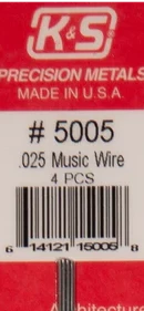 K&S 5005 .025 MUSIC WIRE 4 PIECES