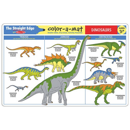 MELISSA AND DOUG COLOR-A-MAT DINOSAURS DOUBLE SIDED