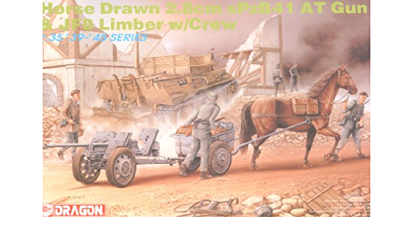 DRAGON 6079 39-45 SERIES HORSE DRAWN 2.8CM SPZB41 AT GUN & JF8 LIMBER WITH CREW 1/35 SCALE PLASTIC MODEL KIT