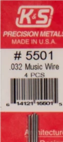 K&S 5501 .032 MUSIC WIRE 4 PIECES