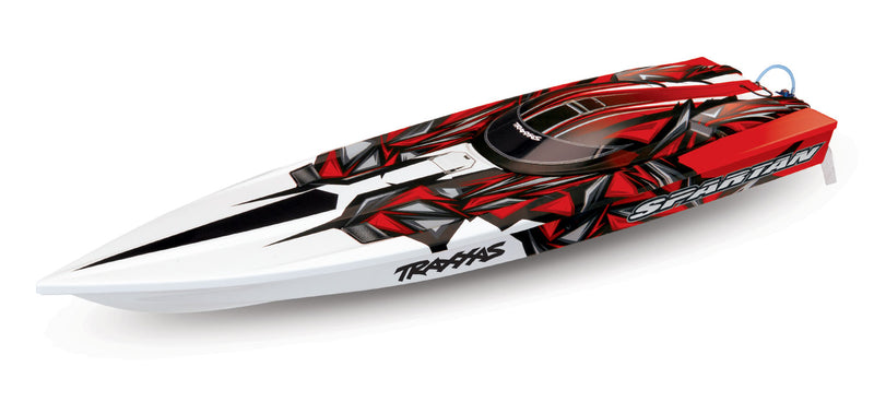 TRAXXAS 57076-1 SPARTAN BOAT WITH TSM RED 36 INCH BATTERIES AND CHARGER NOT INCLUDED