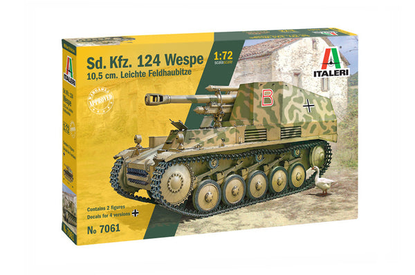 ITALERI 7061 SD.KFZ. 124 WESPE 10.5CM LEICHTE FELDHAUBITZE 1/72 SCALE PLASTIC MODEL KIT