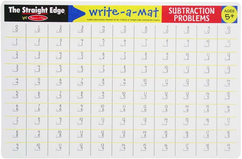 MELISSA AND DOUG WRITE-A-MAT SUBTRACTION PROBLEMS DOUBLE SIDED