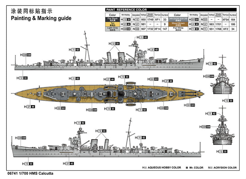 TRUMPETER 06741 HMS CALCUTTA 1/700 SCALE BATTLESHIP PLASTIC MODEL KIT