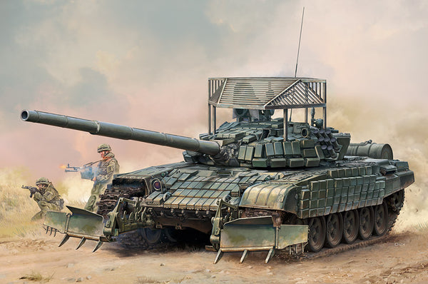 TRUMPETER 09609 RUSSIAN T-72B1 WITH KTM-6 AND GRATING ARMOUR 1/35 SCALE PLASTIC MODEL KIT