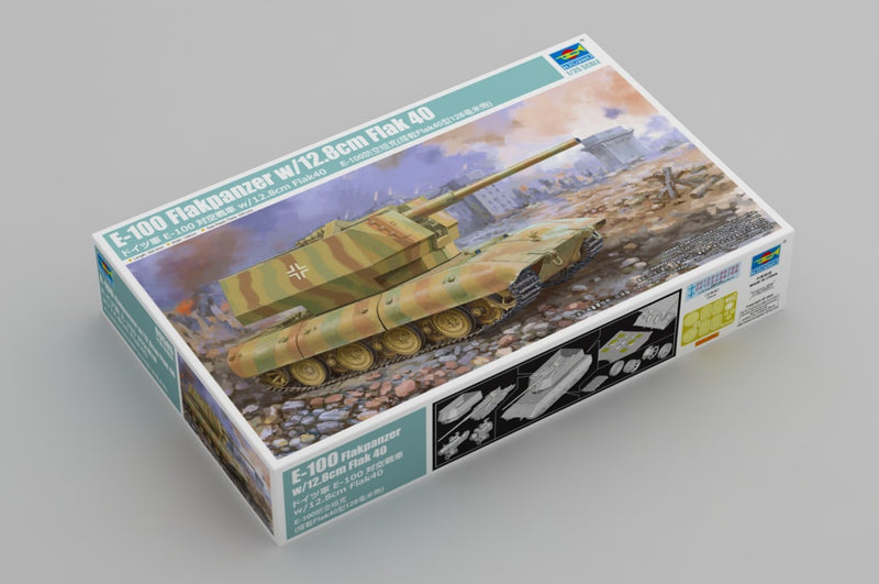 TRUMPETER 09585 E-100 FLAKPANZER WITH 12.8CM FLAK 40 1/35 SCALE PLASTIC MODEL KIT