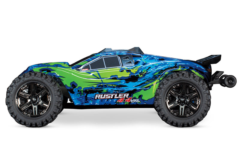 TRAXXAS 67076-4-GREEN RUSTLER 4x4 VXL BRUSHLESS - BATTERY AND CHARGER NOT INCLUDED