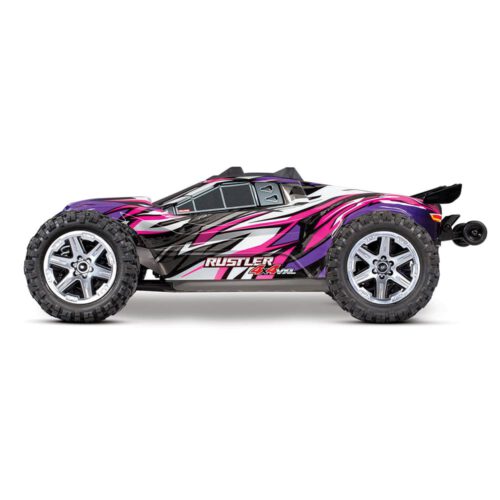 TRAXXAS 67076-4 4X4 VXL RUSTLER BRUSHLESS RTR 1/10 SCALE STADIUM TRUCK PINK - REQUIRES BATTERY AND CHARGER