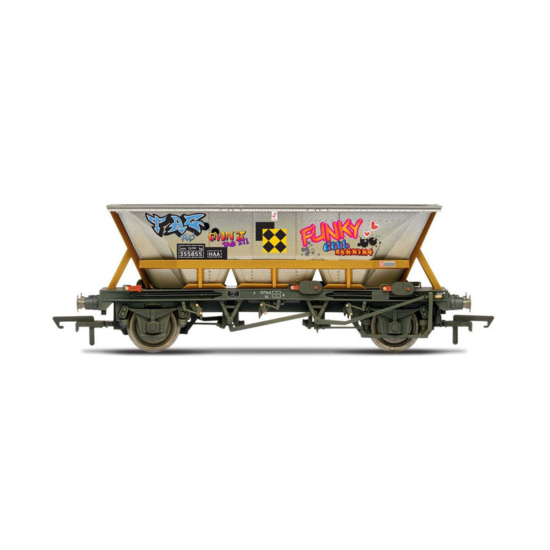 HORNBY R6961 BR RAILFREIGHT HAA WAGON WITH GRAFFITI AND WEATHERED 355855 - ERA 8