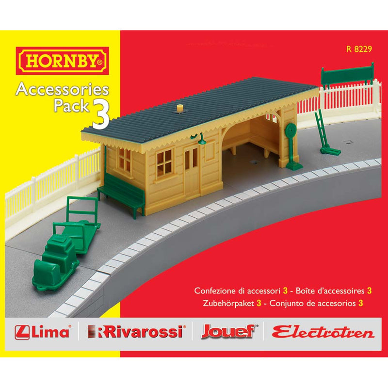 HORNBY R8229 TRAKMAT ACCESSORIES PACK 3 STATION SHELTER OO SCALE