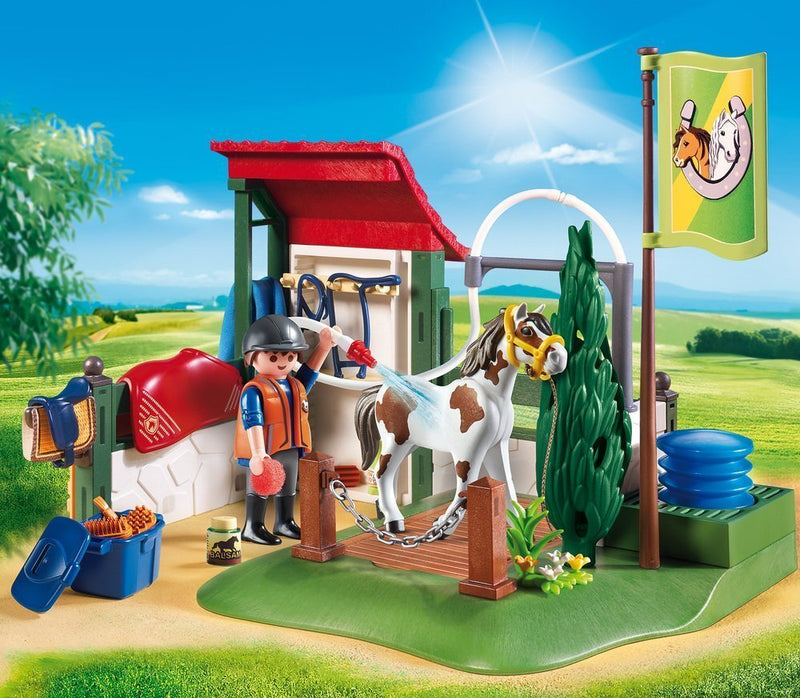 PLAYMOBIL 6929 HORSE GROOMING STATION WITH WORKING WATER PUMP