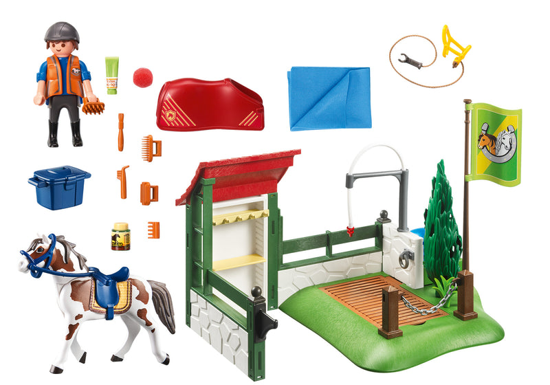 PLAYMOBIL 6929 HORSE GROOMING STATION WITH WORKING WATER PUMP