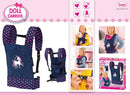 BAYER DOLL CARRIER DARK BLUE WITH PINK HEARTS AND UNICORN