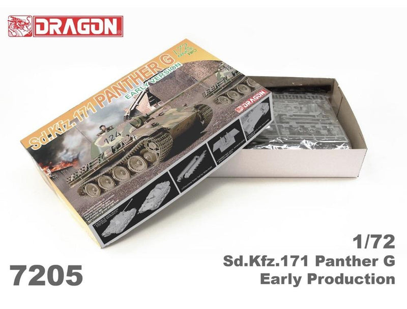 DRAGON 7205 SD.KFZ.171 PANTHER G EARLY VERSION TANK 1/72 SCALE PLASTIC MODEL KIT