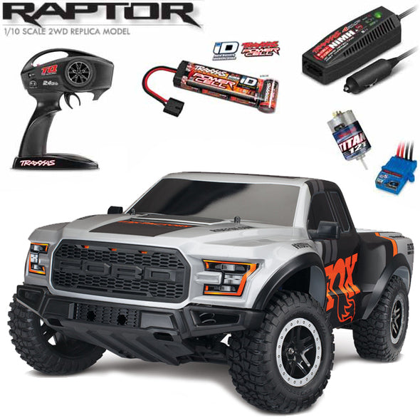 TRAXXAS 58094-1 FORD F-150 RAPTOR FOX BRUSHED 2WD SHORT COURSE 1:10 BATTERY AND CHARGER INCLUDED