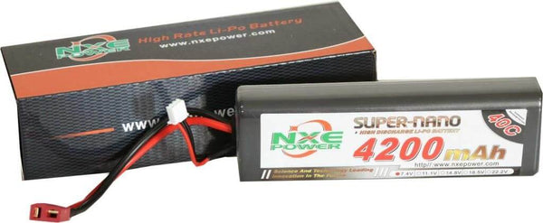 NXE POWER 7.4V LIPO 4200MAH 40C 2 CELL HARD CASE BATTERY WITH DEANS PLUG