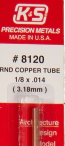 K&S 8120 ROUND COPPER TUBE 1/8 X .014 (3.18MM)