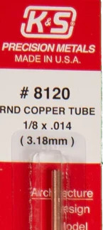 K&S 8120 ROUND COPPER TUBE 1/8 X .014 (3.18MM)