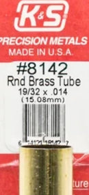 K&S 8142 BRASS ROUND TUBE 19/32 X .014