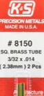 K&S 8150 BRASS SQUARE TUBE 3/32 X 0.14 2 PIECES