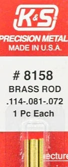 K&S 8158 BRASS ROD .114 - .081 - .072  1 PIECE