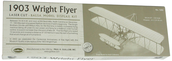 GUILLOW'S 1202 1903 WRIGHT BROTHERS WRIGHT FLYER LASER CUT BALSA MODEL DISPLAY KIT 1/20 SCALE WING SPAN 61.60CM