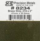 K&S 8234 BRASS STRIP 0.16 X 2 X 12INCH (.41MM X 50.8MM) 1 PIECE