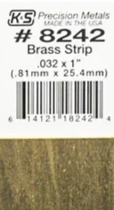 K&S 8242 BRASS STRIP .032 X 1 (.81MM X 25.4MM)