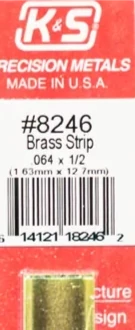 K&S 8246 BRASS STRIP .064 X 1/2 (1.63MM X 12.7MM)