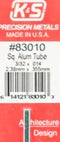 K&S 83010 SQUARE ALUMINIUM TUBE 2.38MM X .355MM