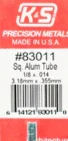 K&S 83011 SQUARE ALUMINIUM TUBE 3.18MM X .355MM