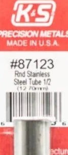 K&S 87123 ROUND STAINLESS STEEL TUBE 1/2 12.70MM