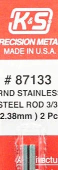 K&S 87133 ROUND STAINLESS STEEL ROD 3/32 2.38MM X 300MM 2PCS