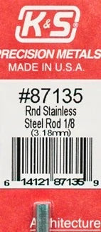 K&S 87135 ROUND STAINLESS STEEL ROD 1/8 (3.18MM)