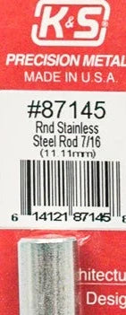 K&S 87145 ROUND STAINLESS STEEL ROD 7/16 (11.11MM)