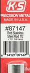 K&S 87147 ROUND STAINLESS STEEL ROD 1/2 (12.70MM)