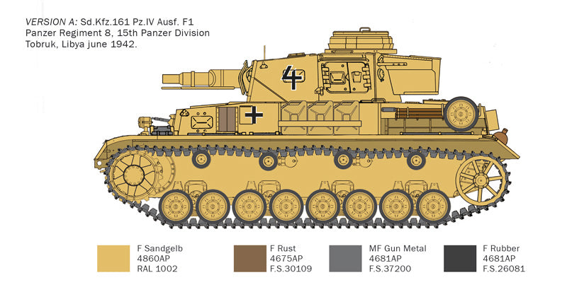 ITALERI 6593 PZ. KPFW. IV F1/F2/G WITH AFRIKA KORPS INFANTRY 1/35 SCALE TANK PLASTIC MODEL KIT