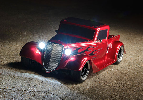 TRAXXAS 93044-4 FACTORY FIVE 1935 4TECH 3 HOT ROD TRUCK - RED WITH LIGHTS REQUIRES BATTERY AND CHARGER