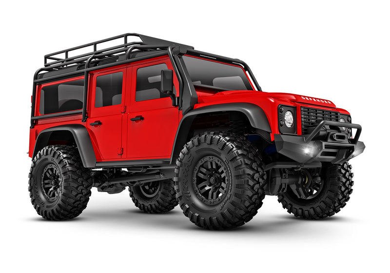 TRAXXAS 97054-1 TRX4M 1/18 SCALE AND TRAIL CRAWLER LAND ROVER DEFENDER RED REMOTE CONTROL CAR READY TO RUN WITH BATTERY AND CHARGER