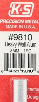 K&S 9810 HEAVY WALL ALUMINIUM 8MM 1 PIECE