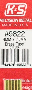 K&S 9822 BRASS TUBE 4MM X .45MM 3 PIECES